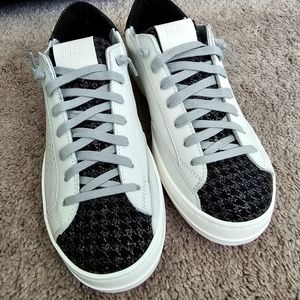 NEW P448 John sneakers, white and houndstooth, 39